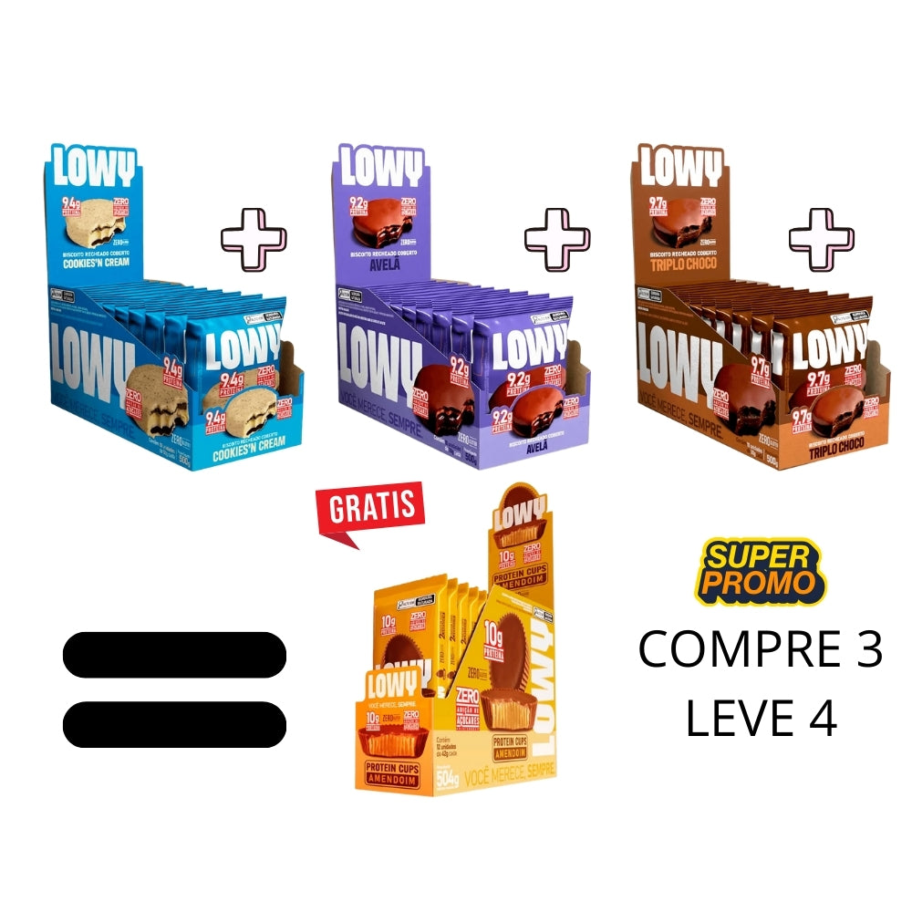 LOWY PROMOÇÃO COMBO : COOKIES & CREAM , AVELÃ, TRIPLHO CHOCO = LOWY CUPS GRÁTIS