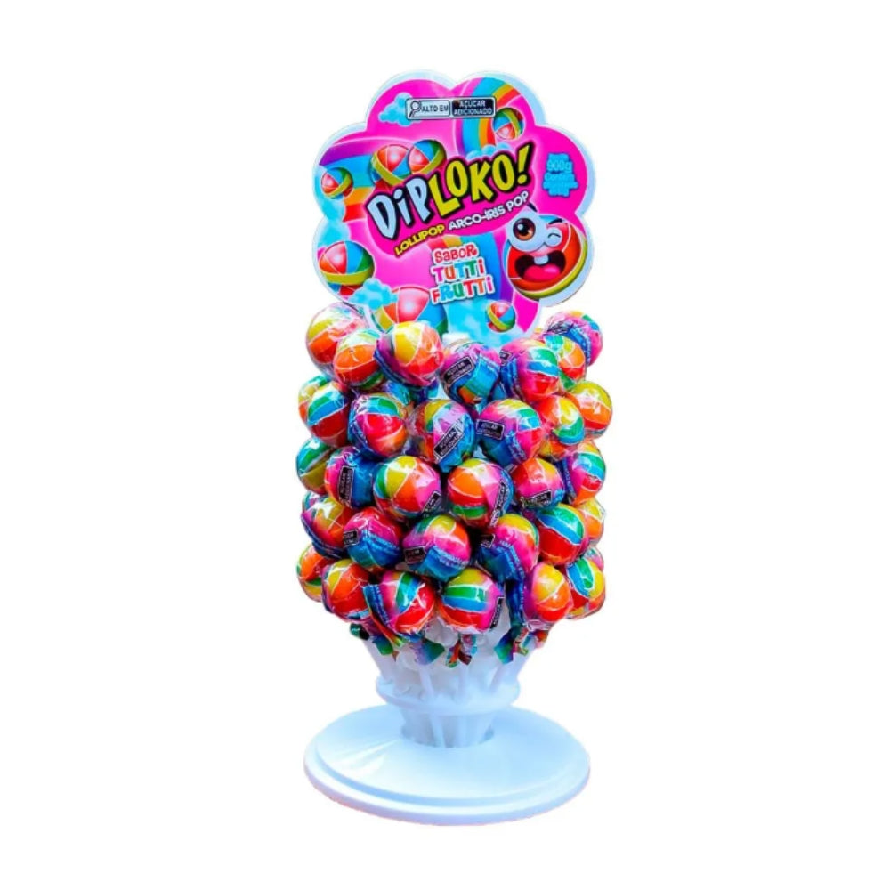 DIP LOKO LOLLIPOP ARCO IRIS DISPLAY COM 60 UNIDADES