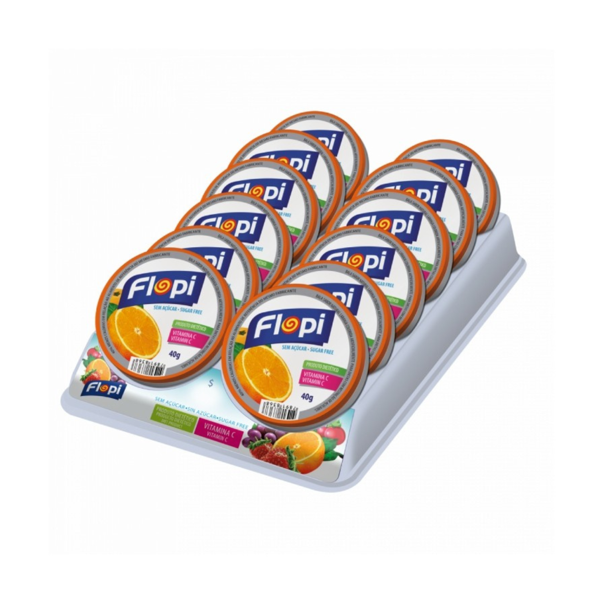 BALA FLOPI SEM ACUCAR LARANJA