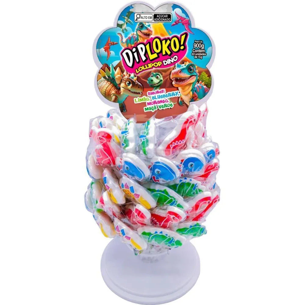 DIP LOKO LOLLIPOP DINO DISPLAY COM 60 UNIDADES